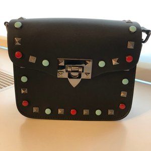 Italian-Made Leather Studded Crossbody Bag